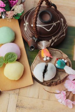 Siyah susam ile Daifuku Mochi Japon tatlı