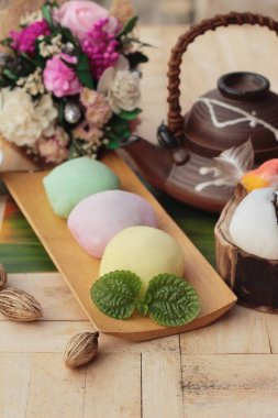 Siyah susam ile Daifuku Mochi Japon tatlı