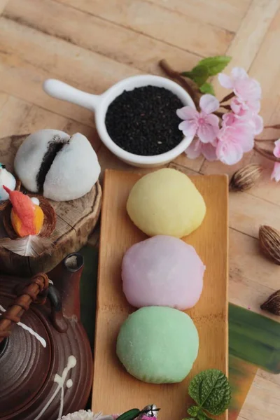 Daifuku Mochi japonské dezert s černým sezamem — Stock fotografie