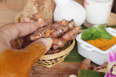 Tatlım, süt, tuz fırçalayın için zerdeçal tozu