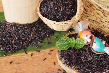 Black jasmine rice or organic riceberry rice clipart