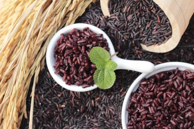 siyah pirinç ve ham organik riceberry pirinç pişirmek