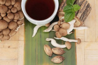 Sağlık ve taze mantar mantar çayı