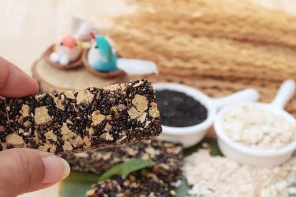 Snack mezcla de sésamo negro avena para la salud — Foto de Stock