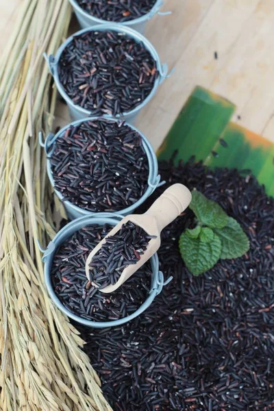 Arroz de jasmim preto ou arroz de riceberry orgânico — Fotografia de Stock