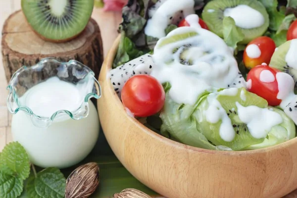 Kiwi salad and fresh vegetables for health