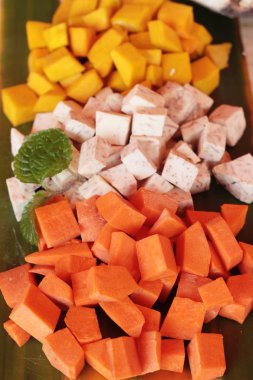 Kabak, Taro, havuç yemek pişirmek için kesmek