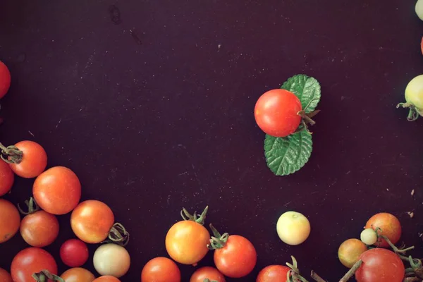 Fresh tomatoes for cooking on black background — Stock Photo, Image