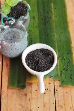 Fesleğen tohumu fiber içecek ve ham tohum için