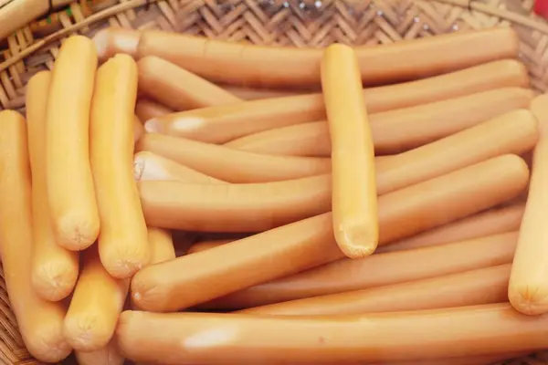 Sausages steamed in the market — Stock Photo, Image