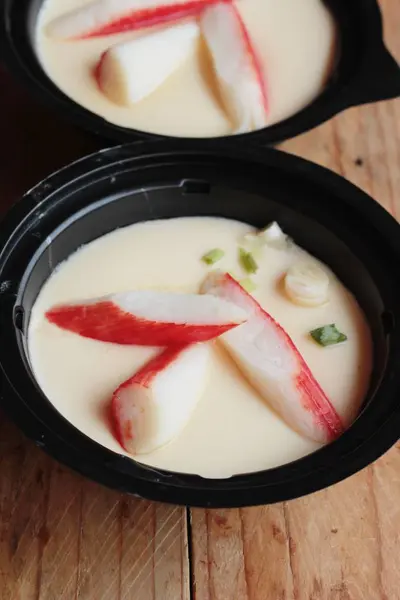 Steamed egg with crab stick is tasty — Stock Photo, Image