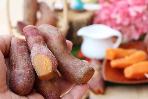 Patata dolce bollita con zucchero è delizioso — Foto Stock