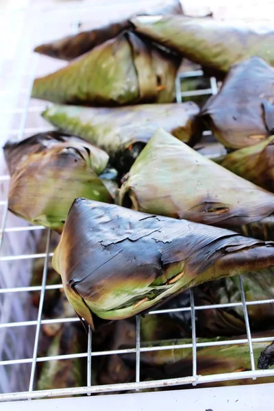 Grilled sticky rice on stove — Stock Photo, Image