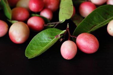 Karonda meyve siyah arka plan üzerine lezzetlidir