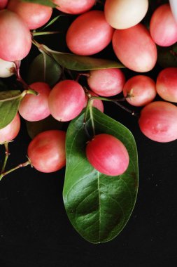 Karonda meyve siyah arka plan üzerine lezzetlidir