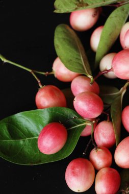 Karonda meyve siyah arka plan üzerine lezzetlidir