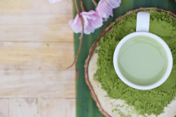 Gorący matcha i herbata zielona herbata w proszku — Zdjęcie stockowe