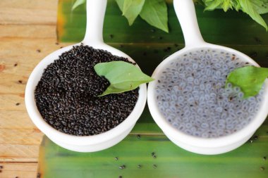 Fesleğen tohumu fiber içecek ve ham tohum için