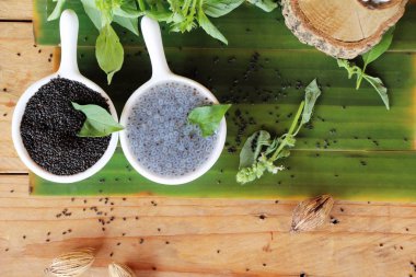 Fesleğen tohumu fiber içecek ve ham tohum için