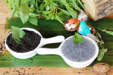 Fesleğen tohumu fiber içecek ve ham tohum için