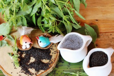 Fesleğen tohumu fiber içecek ve ham tohum için