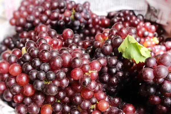 Fresh fruit black grapes in the  market — Stock Photo, Image