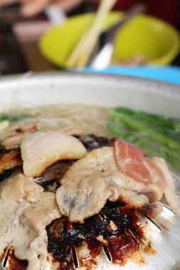 Sıcak kömürleri, Korece Barbekü stili domuz eti ızgara