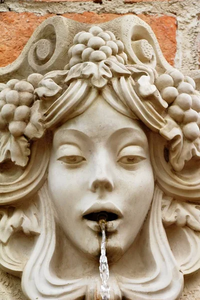 Statue spitting water vintage style in garden — Stock Photo, Image