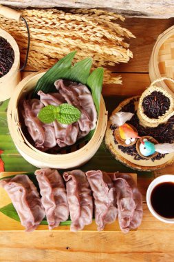 Riceberry pirinç lezzetli Çince buğulanmış hamur tatlısı