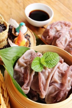 Riceberry pirinç lezzetli Çince buğulanmış hamur tatlısı