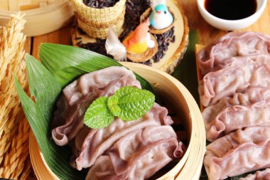 Riceberry pirinç lezzetli Çince buğulanmış hamur tatlısı