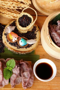Riceberry pirinç lezzetli Çince buğulanmış hamur tatlısı