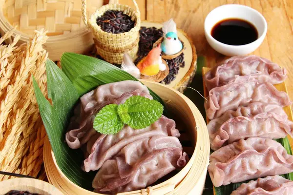 Riceberry pirinç lezzetli Çince buğulanmış hamur tatlısı