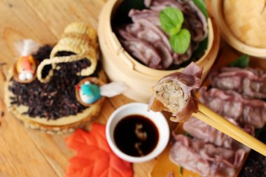 Riceberry pirinç lezzetli Çince buğulanmış hamur tatlısı