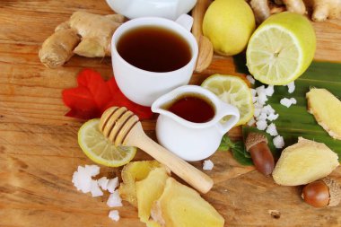 Limonlu çay zencefil ve lezzetli tatlım