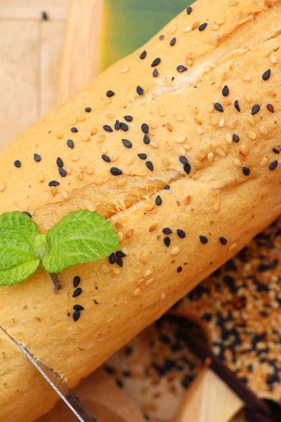 French bread organic with black sesame delicious — Stock Photo, Image