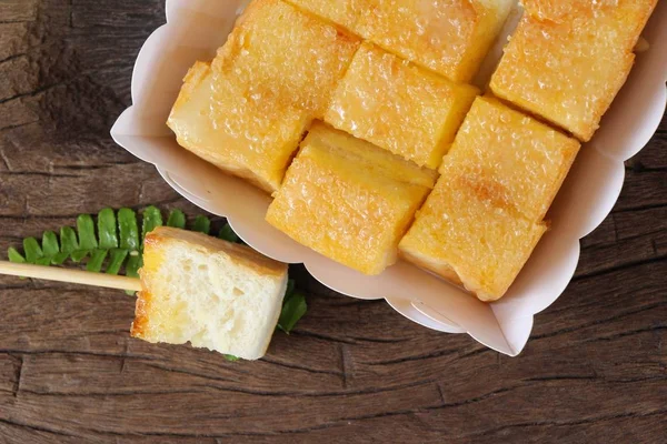 Pan tostado con mantequilla y azúcar delicioso — Foto de Stock