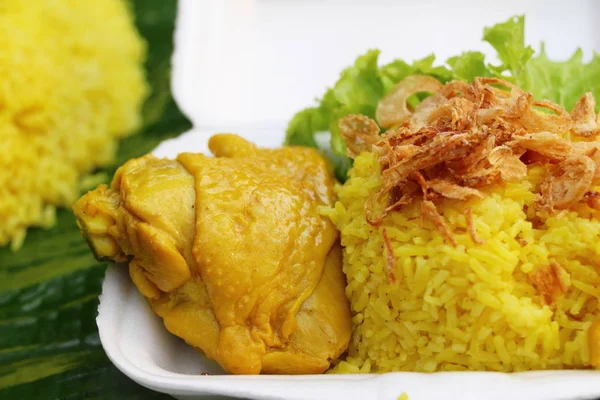 Ayam biryani dengan nasi lezat dan saus — Stok Foto