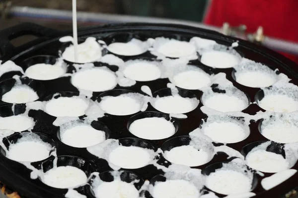 Santan kelapa campuran gula dan tepung, thai dessert — Stok Foto