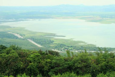 Dağ ve göl manzara doğa ile