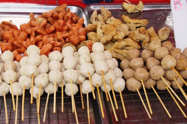 Grilled sausage and meatball is delicious — Stock Photo, Image