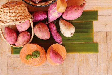 Taze yam ve yemek pişirmek için dilim