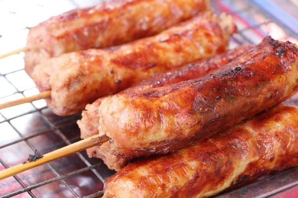 Grilled sausage asia is delicious in market — Stock Photo, Image