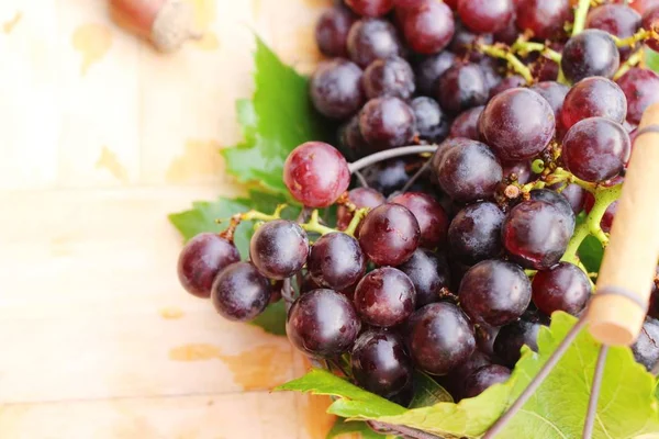 Vers fruit druiven heerlijk op hout achtergrond — Stockfoto