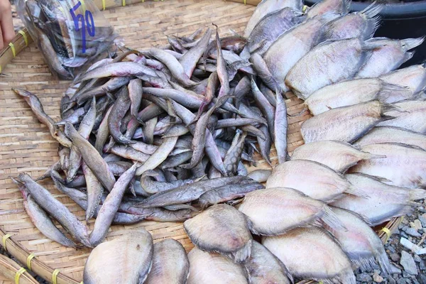 Pesce essiccato per cucinare nel mercato — Foto Stock