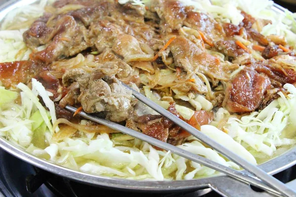 Bulgogi ile barbekü domuz eti ve sebze, Kore Gıda — Stok fotoğraf