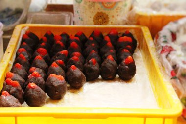 Daifuku çilek mochi Japon tatlı sokak gıda
