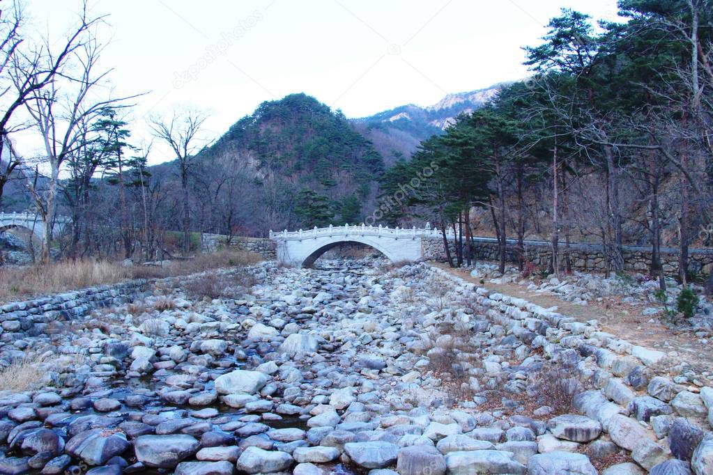 Bridge in spring at Seoraksan national park
