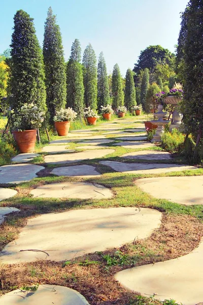 Το δρόμο στον κήπο με τα πόδια με πέτρα στη φύση — Φωτογραφία Αρχείου
