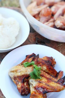 Baharatlı sos lezzetli ızgara tavuk kanatları